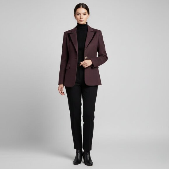 Valentino Womens 6 Felt Goldtone Button Patch Pocket Blazer Made In Italy - Picture 1 of 16